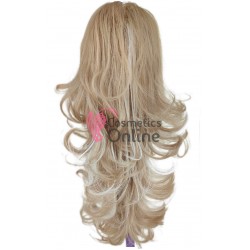 Extensie de par coada dreapta usor ondulata la varfuri cu cleste 55cm Blond Inchis cu Blond White Cod 0202L85H60